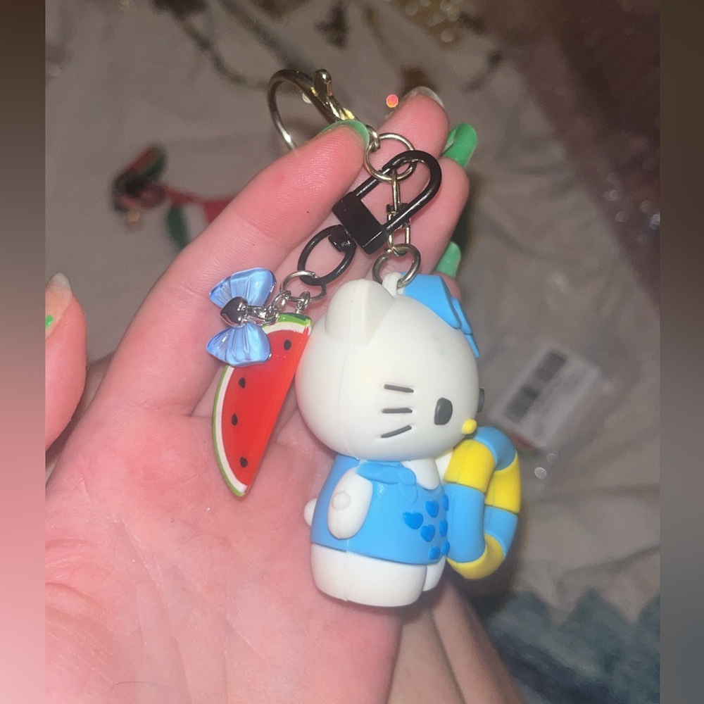 NEW Hello Kitty Keychain with Watermelon Charm - Picture 1 of 2